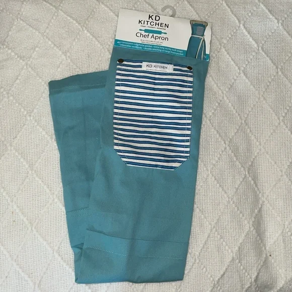 NWT KD Kitchen Blue & White Chef Apron. - Picture 2 of 4